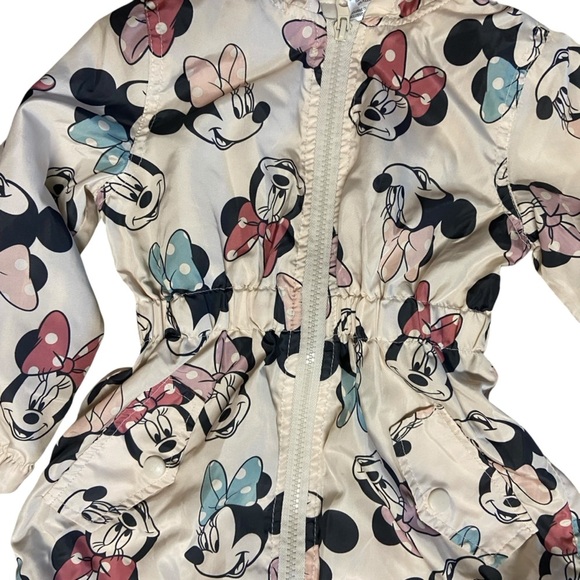 Disney Junior Minnie Mouse Girl’s Hooded Rain Jacket with Bow Size 3T Outdoors - Picture 3 of 12